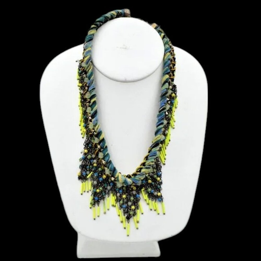 Vintage Zara Weave & Bead Statement Necklace